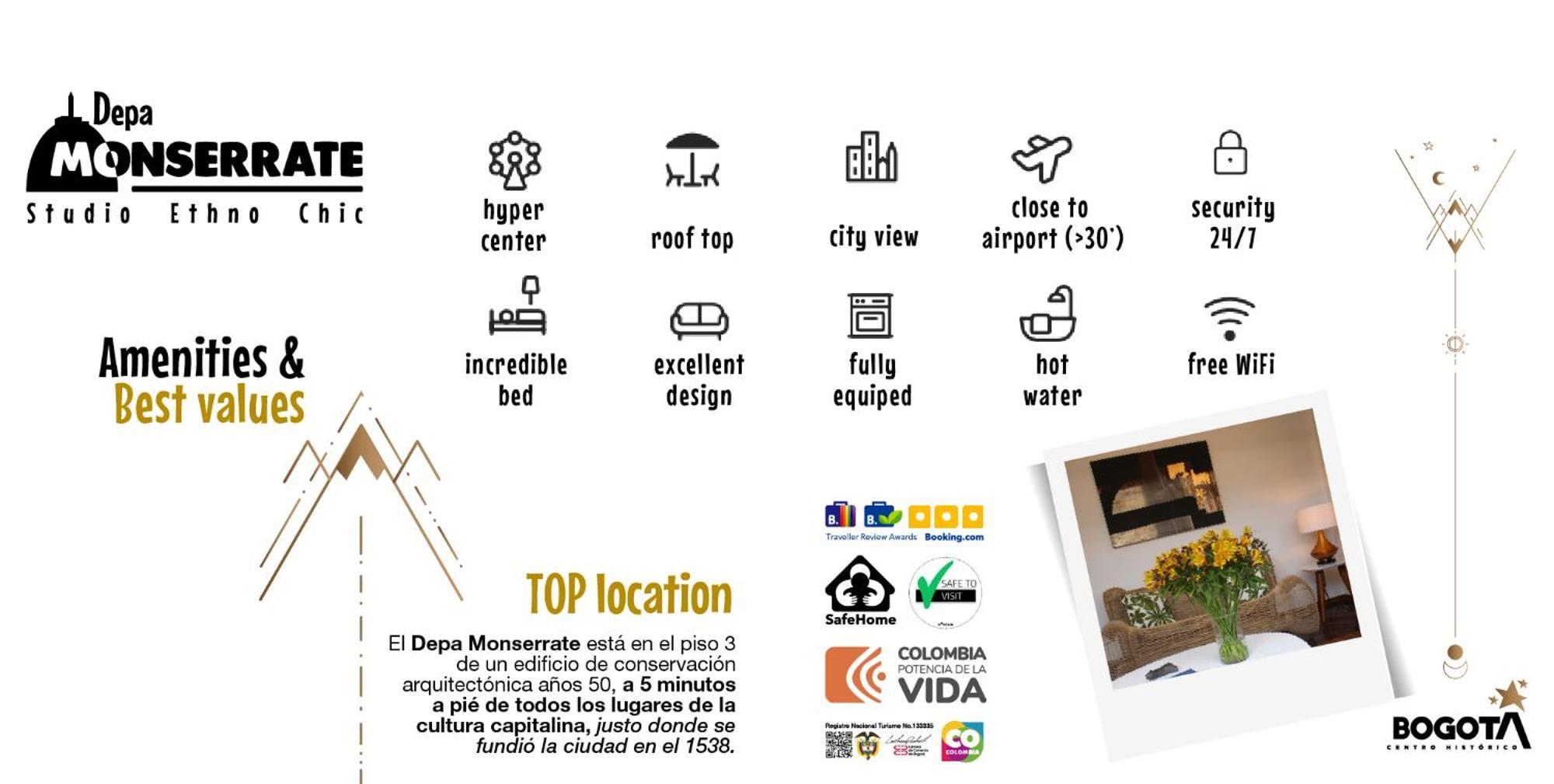Depa Monserrate - Charming Historic Nest With Breathtaking Mountain Views - Apartaestudio Bogotá Exteriör bild